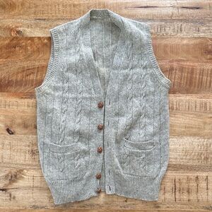 Woolrich Gray Cable Knit Cardigan Vest